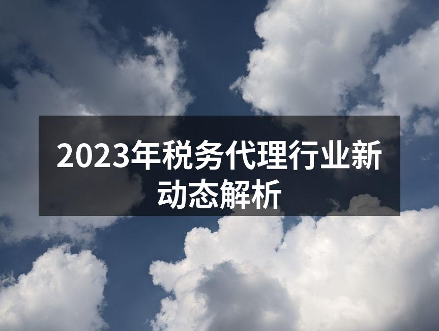2023年税务代理行业新动态解析
